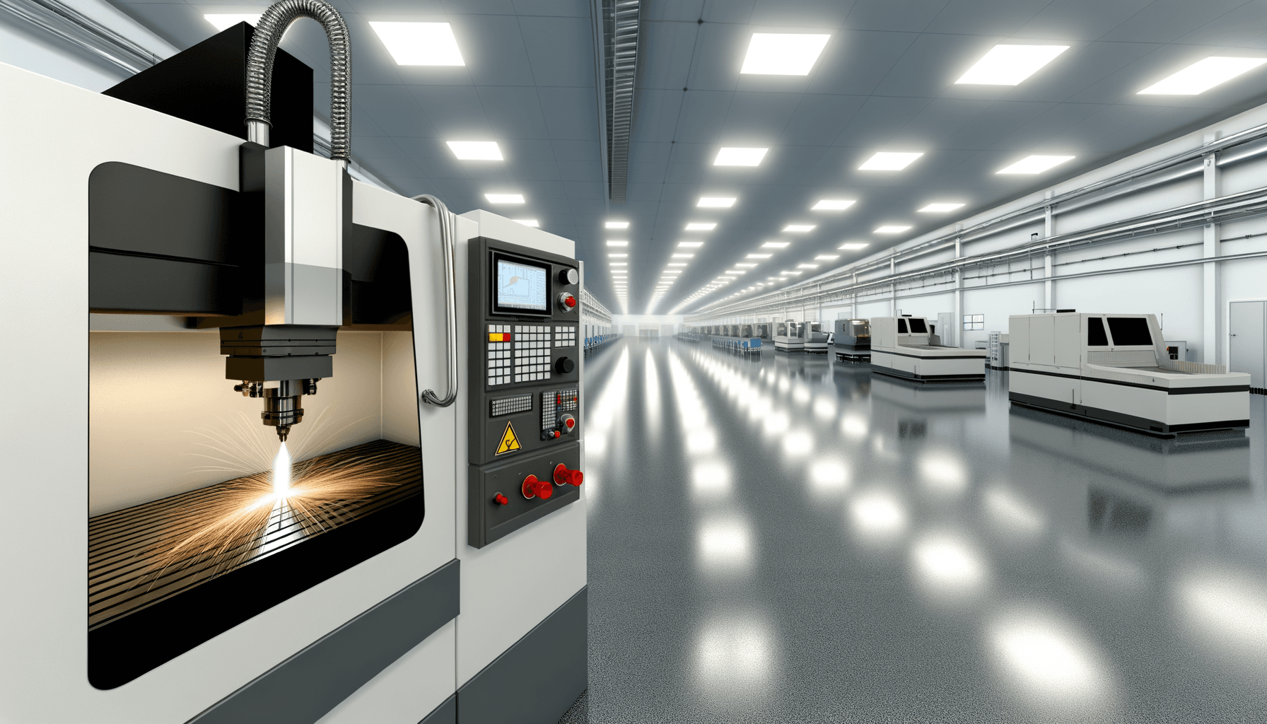 Modern precision manufacturing facility with advanced equipment